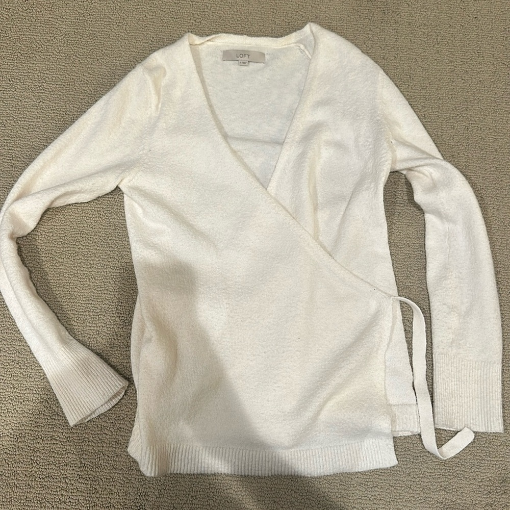 Bundle 3/15 Loft ivory cross over sweater